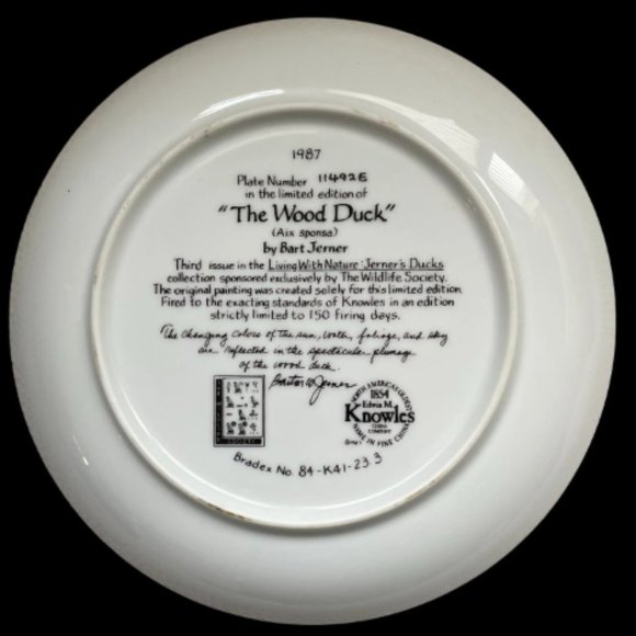 Vintage Collector Plate "The Wood Duck" by Bart Jerner. Third Issue - Picture 2 of 2